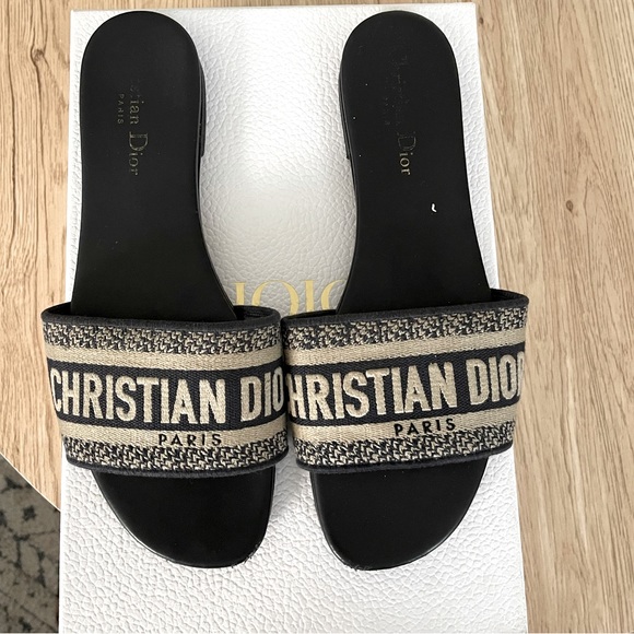 Dior navy + cream mule slide - Picture 1 of 4